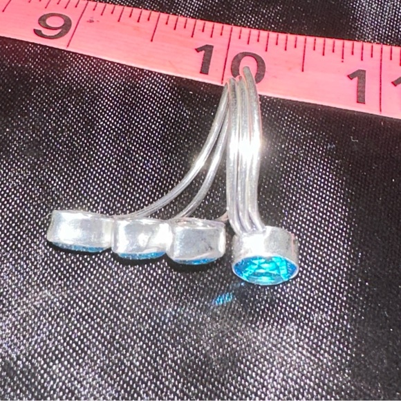 Blue Topaz multi-gem handcrafted adjustable ring - Picture 7 of 8